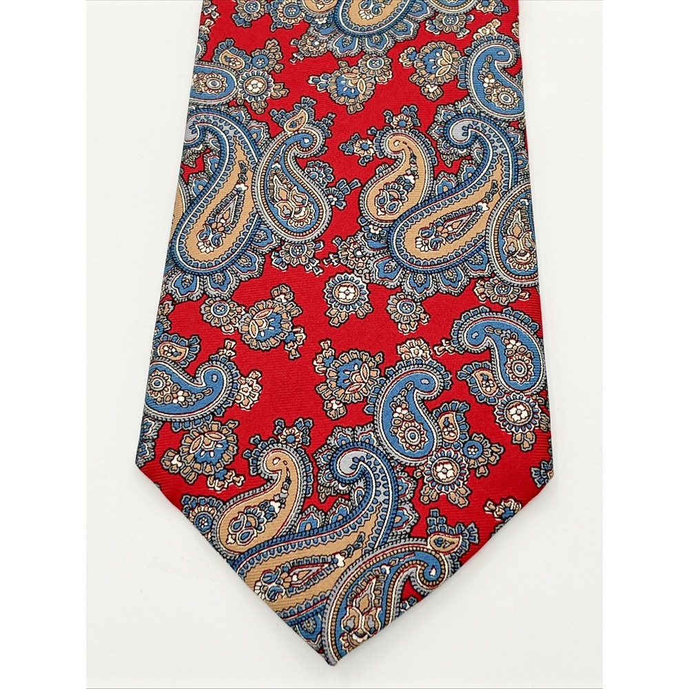 BERT PULITZER MENS 100% SILK CLASSIC RED PAISLEY NECK TIE 3.25" x 55.5"